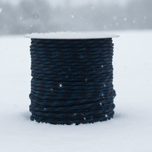 Load image into Gallery viewer, Black with Blue Tracer Paracord (100 Meters)