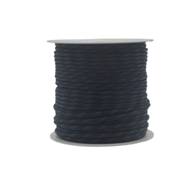 Black paracord with blue tracer, 100m spool