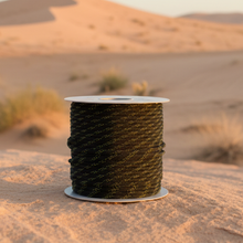 Load image into Gallery viewer, Black with Yellow Tracer Paracord (100 Meters)