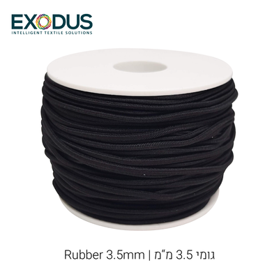 Black round elastic cord 3.5mm, 50m spool